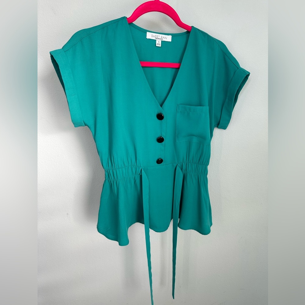 NEW Polyester blouse with waist ties. New in size small.